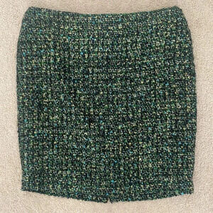 Liz Claiborne green tweed skirt size 10 petite mini skirt business career